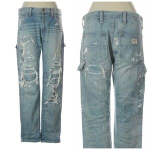 Denim & Supply Ralph Lauren Boyfriend Jeans Paint Splatter Carpenter Straight